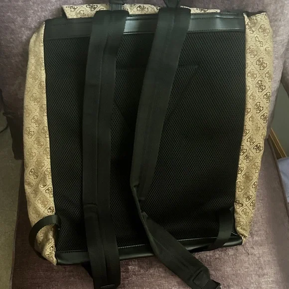 GUESS Tan Monogram Backpack - Picture 2 of 3